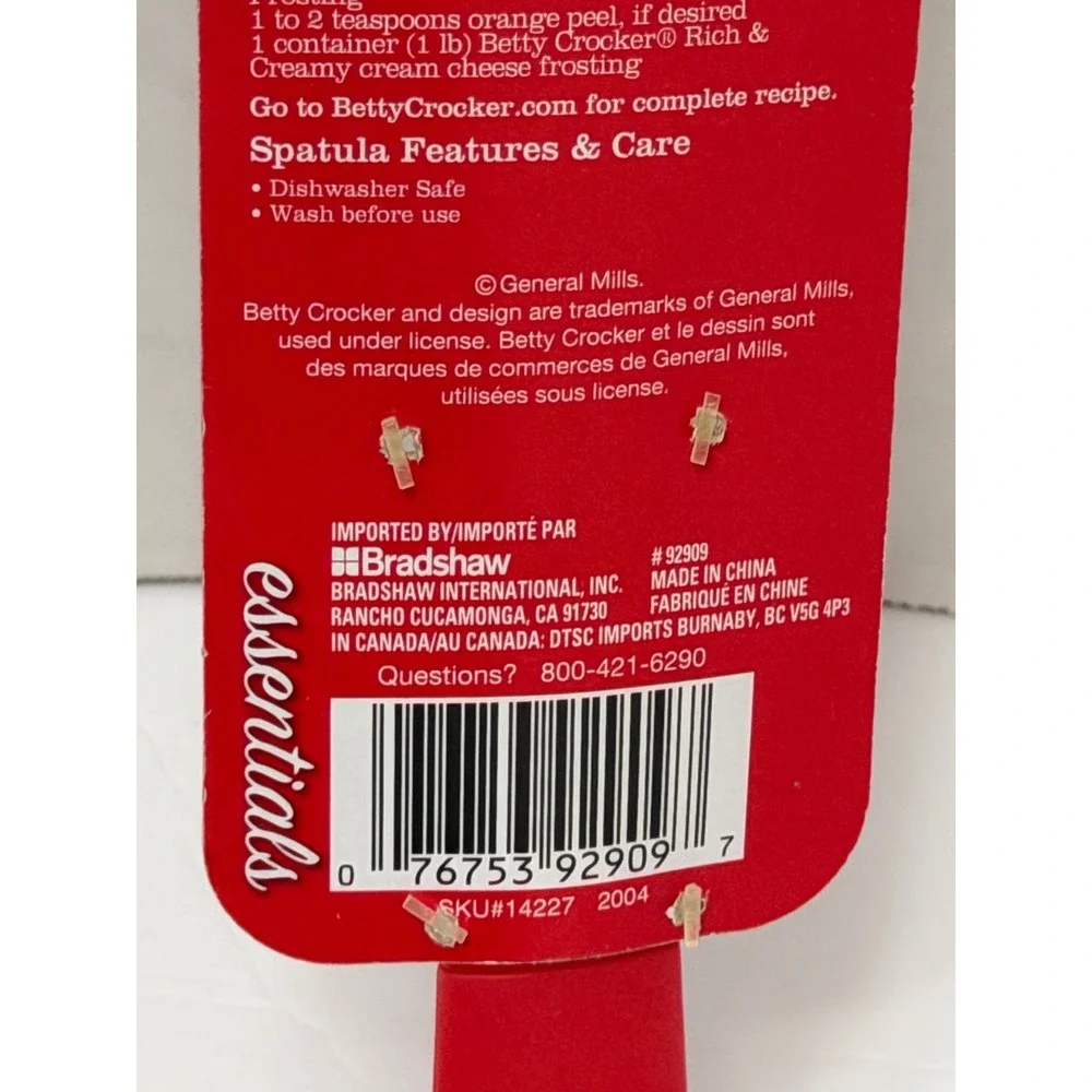 Betty Crocker Red Silicone Scraper-Spreader Spatula Essentials Dishwasher Safe